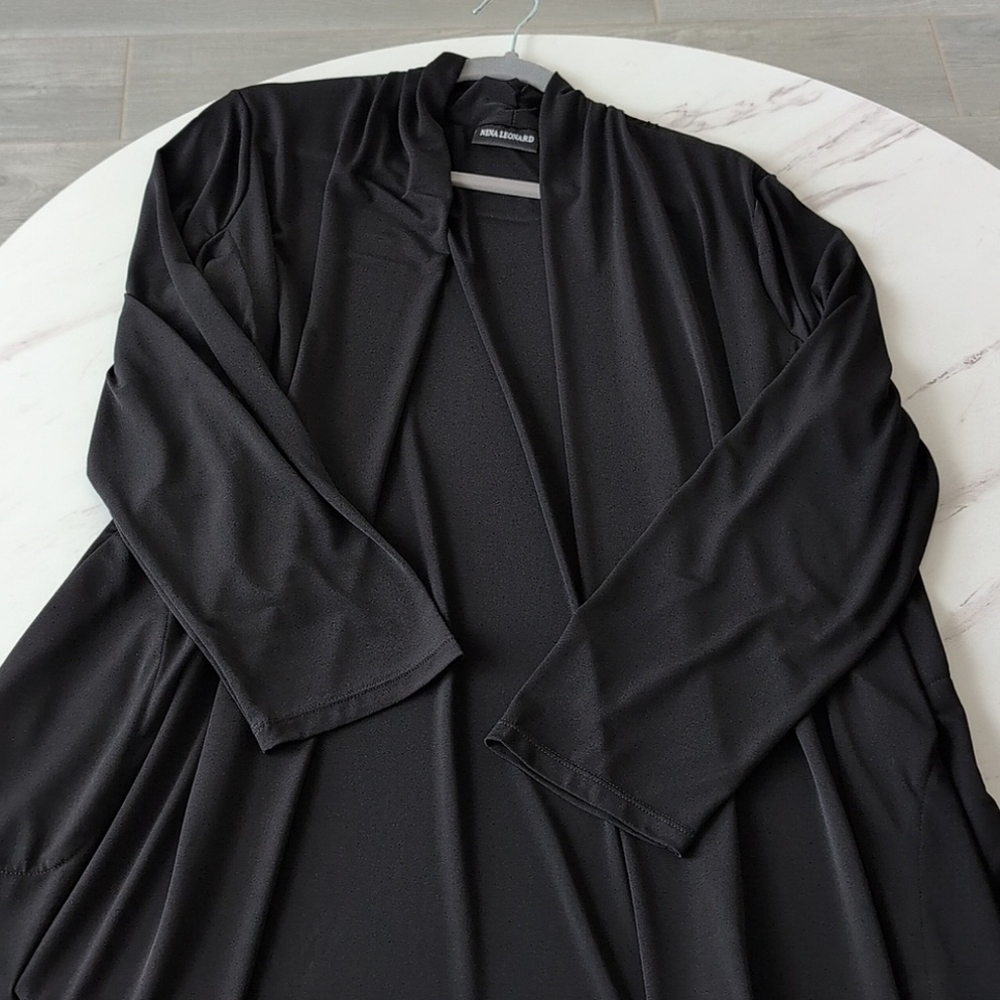 Nina Leonard Black Cardigan Cover up size 2X layering